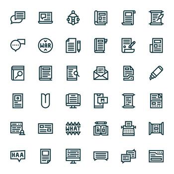Text Icon Repository containing 36 Bold Line High Resolution PIXEL Perfect graphics vector