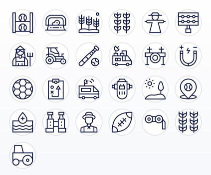 25 regular línea píxel optimizado vectores para campo tema