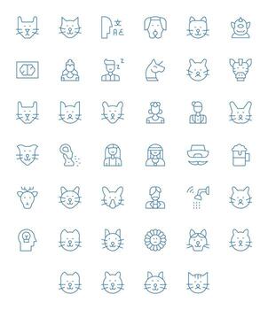 40 Thin Line Icons from Head in High Resolution Detail Enhanced Quality vector
