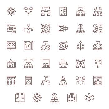 35 Regular Line Detail Enhanced 64x64 Icons from Flowchart Suite vector