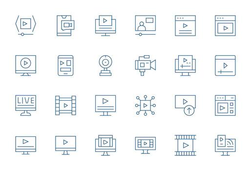 24 Delgado línea íconos desde en línea en 64 x 64 píxel optimizado calidad vector
