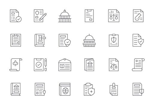 Policy Pixel Optimized Set with 24 256x256 Thin Line Icons vector