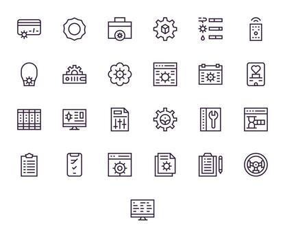 Manage Icon Repository containing 25 Regular Line 64x64 Grid Fitted graphics vector