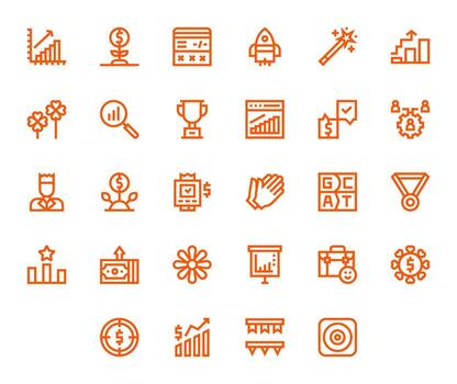 28 High Resolution Bold Line Icons optimized for Success Pixel Aligned display vector