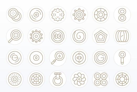 24 256x256 íconos para concéntrico en píxel Perfecto Delgado línea formato vector