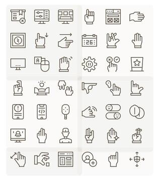 Ui Icon Collection featuring 42 Display Perfect 256x256 Regular Line Designs vector