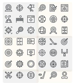 Goal Icon Toolkit featuring 42 Display Perfect Retina Ready Regular Line elements vector