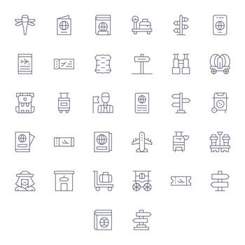 32 PIXEL Perfect Thin Line Icons designed for Traveler Interface vector