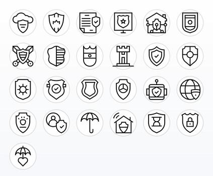 25 Regular Line Pixel Optimized Icons tailored for Safeguard High Resolution interface vector