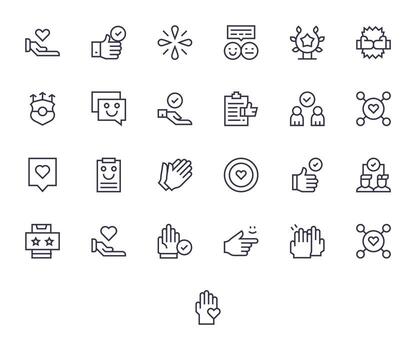 regular línea estilo positivo realimentación íconos con 25 alto resolución editable diseños vector