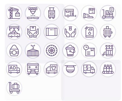 25 Icons for Transporting featuring 256x256 Pixel Aligned Regular Line Graphics vector