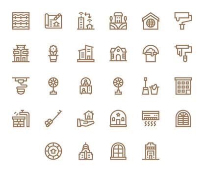 28 Bold Line Pixel Optimized Icons crafted for House High Resolution applications vector