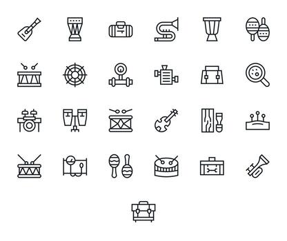 25 PIXEL Perfect Regular Line Icons from Instrumentation Collection vector
