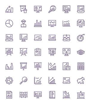 42 retina Listo regular línea íconos optimizado para Estadísticas cuadrícula equipado monitor vector