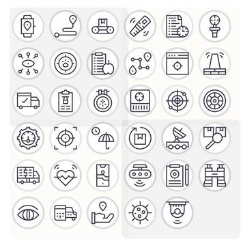 35 Regular Line Grid Fitted High Resolution Icons from Tracking Suite vector