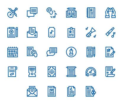 Note Scalable Set featuring 28 Pixel Optimized Bold Line 128x128 Icons vector