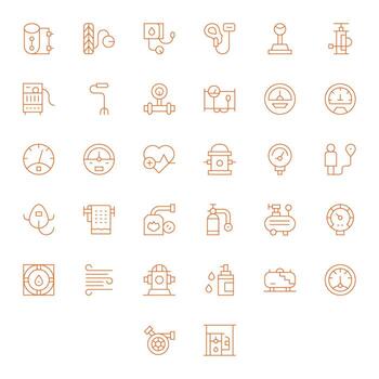 presión icono caja de herramientas presentando 32 cuadrícula equipado 128x128 Delgado línea elementos vector