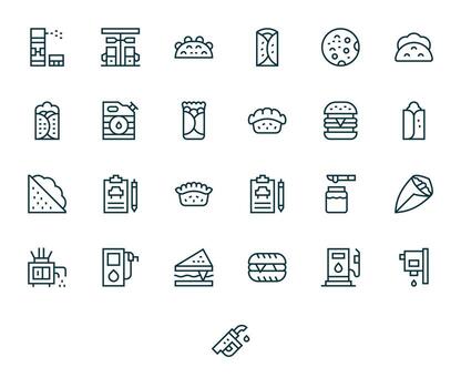 Filling Essential Set including 25 Pixel Optimized Regular Line 256x256 Icons vector