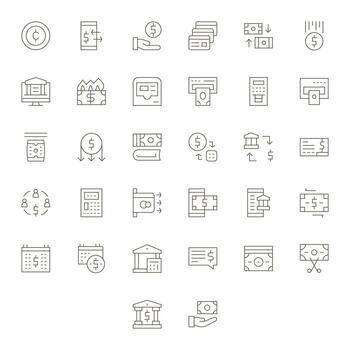 32 Thin Line Pixel Optimized 128x128 Icons from Withdrawal Suite vector