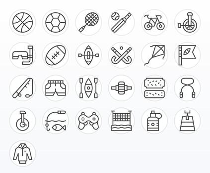 25 Icons for Sport optimized in Pixel Optimized 64x64 Regular Line resolution vector
