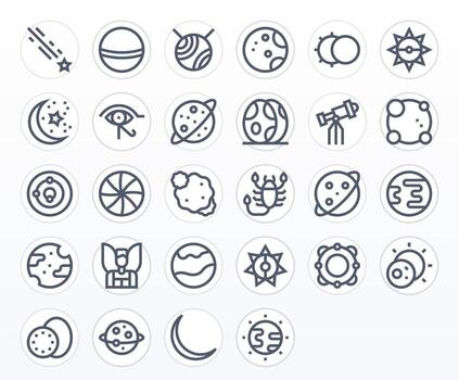 28 256x256 Icons for Celestial in Grid Fitted Bold Line Format vector