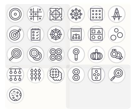 regular línea estilo círculos íconos con 25 128x128 cuadrícula equipado diseños vector