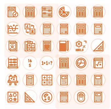 36 128x128 Bold Line Icons optimized for Math Editable display vector