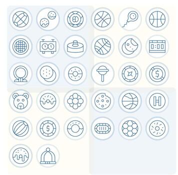 Round Icon Set with 32 Thin Line 256x256 Display Perfect Graphics vector
