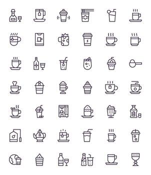 42 píxel alineado íconos temática alrededor taza en retina Listo regular línea formato vector