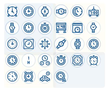 Hour 256x256 Icon Pack with 28 Bold Line Pixel Optimized Elements vector