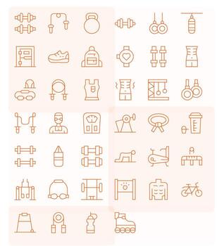 Fitness Icon Toolkit featuring 40 Grid Fitted 256x256 Thin Line elements vector