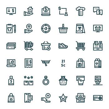 Bold Line Pixel Optimized Icons from Purchase Set with 36 128x128 Icons vector