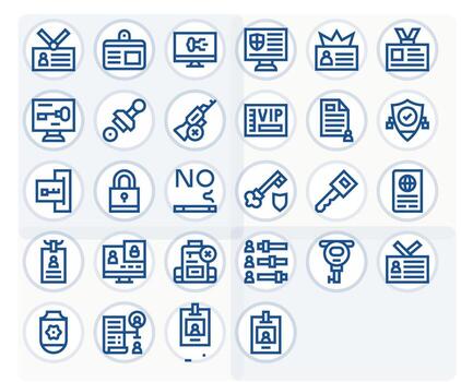 autorización icono caja de herramientas presentando 28 monitor Perfecto 64 x 64 negrita línea elementos vector