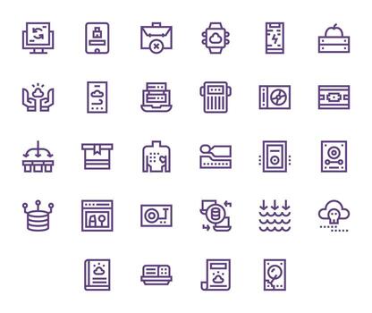 28 Pixel Optimized Bold Line Icons from Backup Collection vector