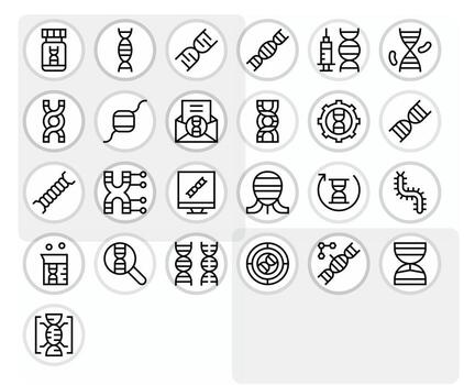 25 Pixel Optimized 256x256 Icons for Gene in elegant Regular Line design vector