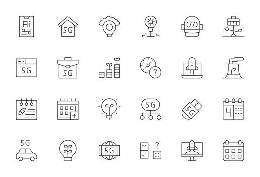 Future Design Icons featuring 24 Pixel Optimized Thin Line Style vector