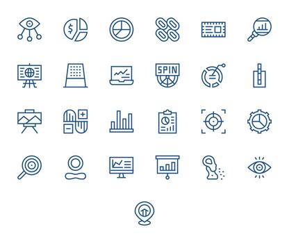 25 64x64 Regular Line Icons for Data Visualization with Pixel Optimized precision vector