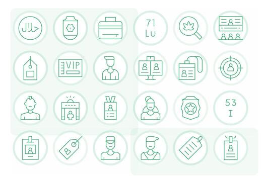 24 Icons for Identification optimized in Pixel Aligned 128x128 Thin Line resolution vector