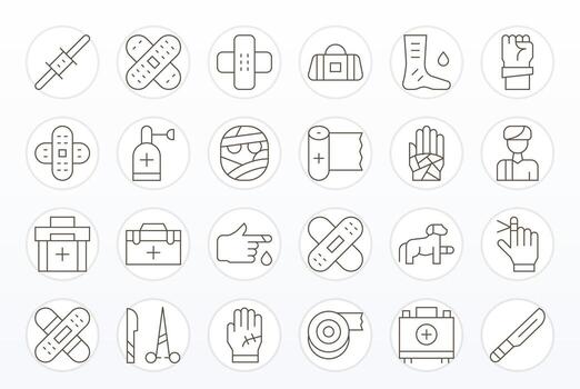 Wound Scalable Set featuring 24 Pixel Optimized Thin Line 256x256 Icons vector