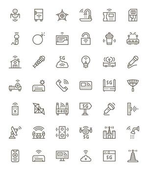 42 Regular Line Pixel Aligned 128x128 Icons from Wireless Suite vector