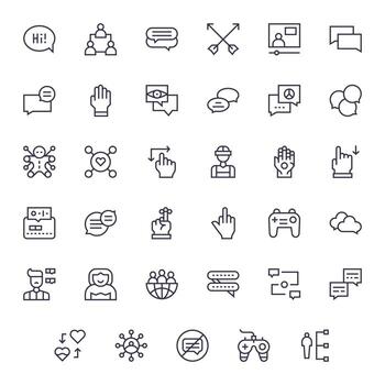 Interaction Professional Set with 35 Regular Line Grid Fitted Retina Ready Icons vector