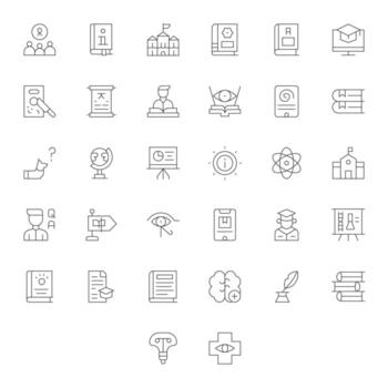 32 128x128 Thin Line Pixel Aligned Icons for Knowledge Projects vector