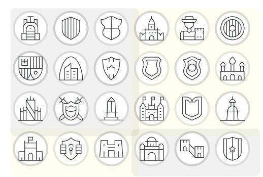 Fortress Icon Repository containing 24 Thin Line 256x256 Pixel Aligned graphics vector