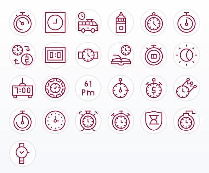 25 256x256 Regular Line Icons optimized for Timer Pixel Aligned display vector