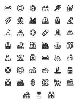 Nautical Comprehensive Bundle with 45 Display Perfect Bold Line 256x256 Icons vector