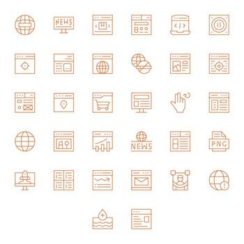 Website Icon Toolkit featuring 32 Pixel Aligned 256x256 Thin Line elements vector