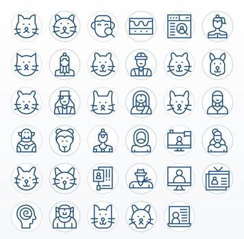 perfil ver editable conjunto con 35 128x128 regular línea íconos vector