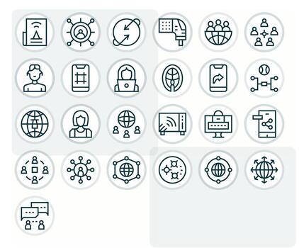 25 alto resolución íconos para redes en píxel alineado regular línea formato vector
