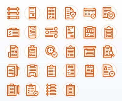 Lista de Verificación icono colección presentando 28 píxel optimizado 128x128 negrita línea diseños vector