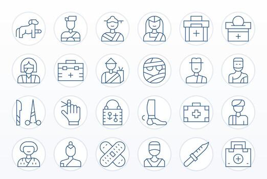 24 128x128 Thin Line Icons optimized for Bandage Display Perfect display vector